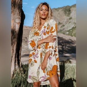 Colorful Floral Shirt Dress